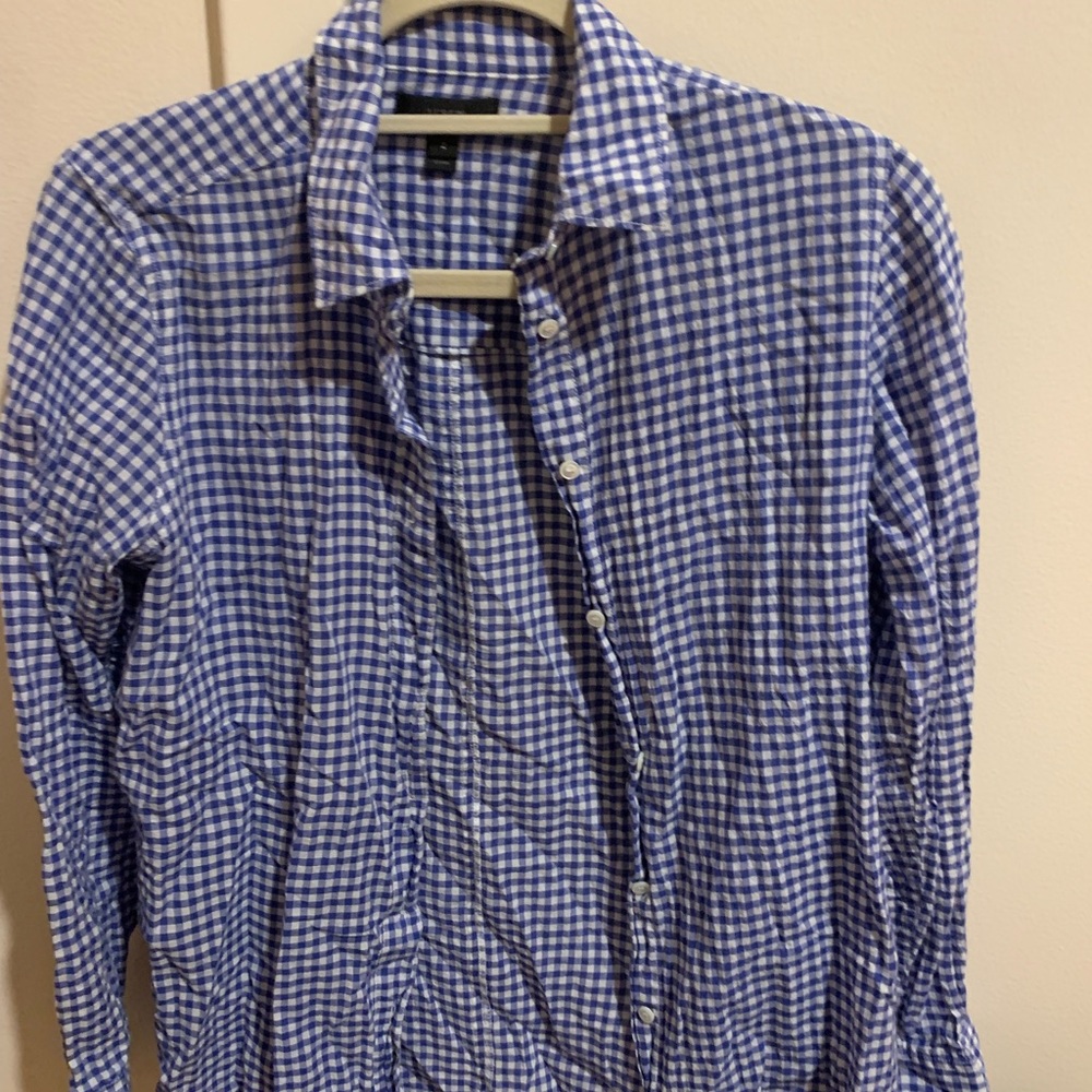 Jcrew crew small blue box check button down
